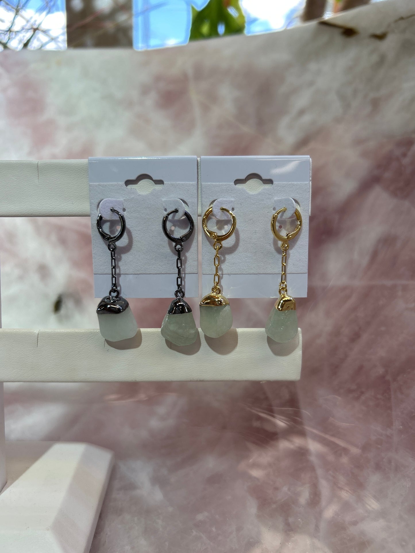 Aquamarine Tumble Hoop Plated Earrings CWDM