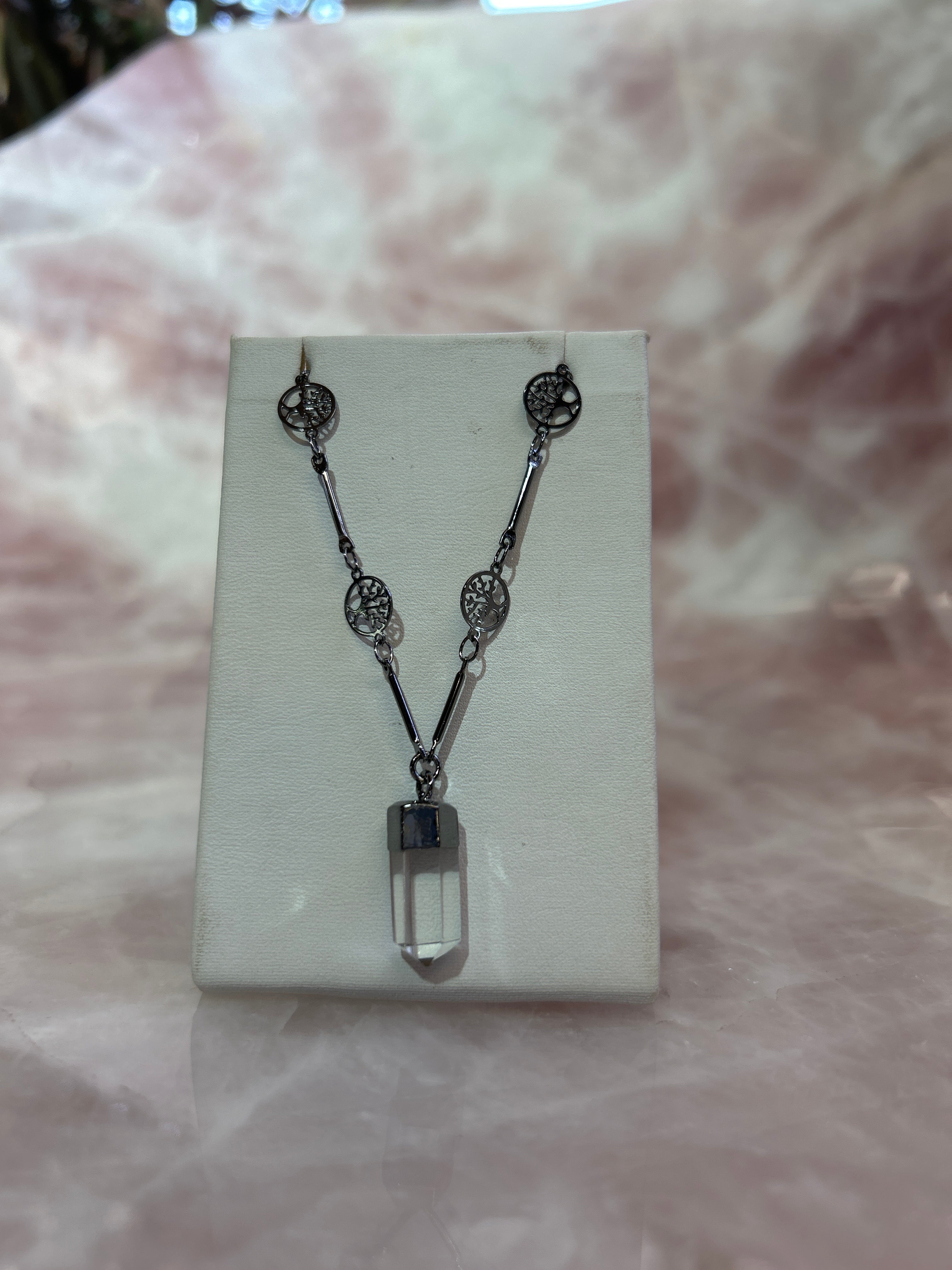 Crystal Point Tree of Life Silver Plated Pendants CWDM