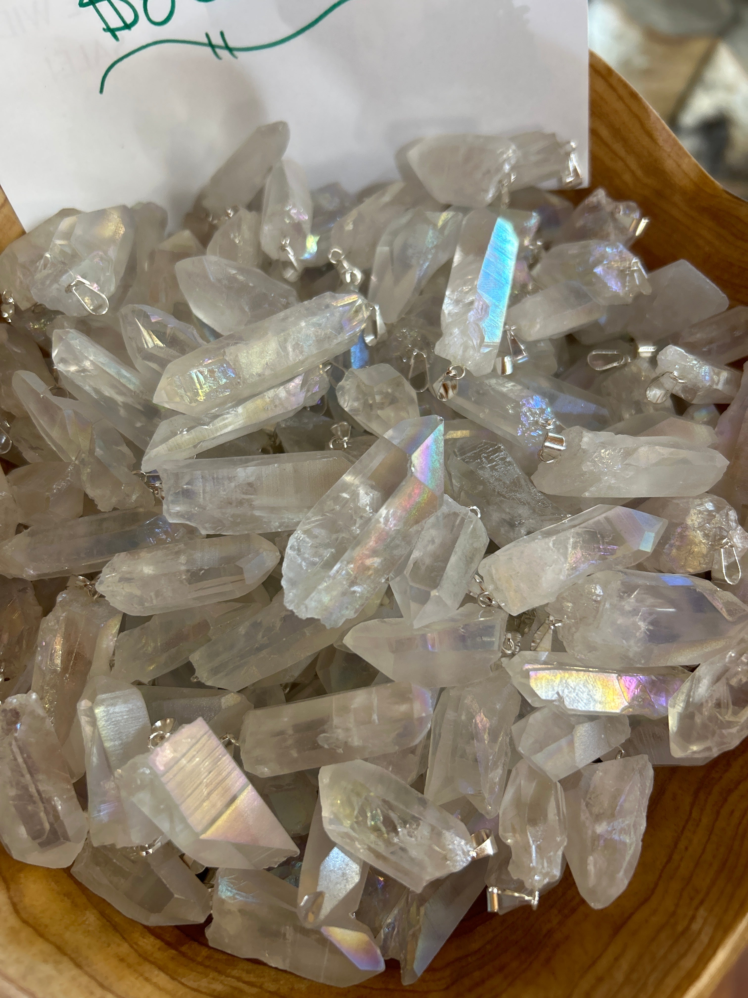 Aura Coated Lemurian Quartz Pendant Mountain Mineral Market