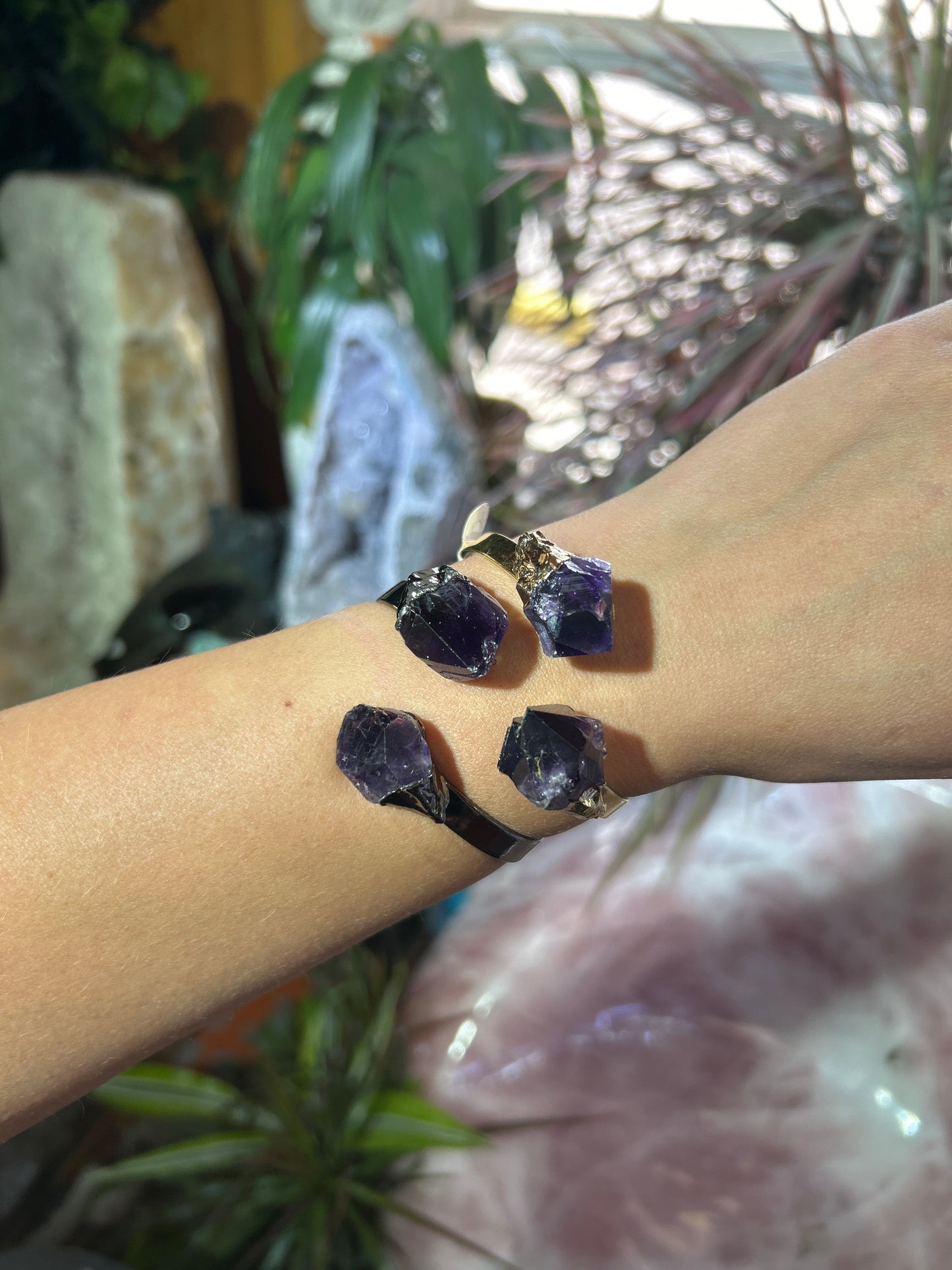 Double Amethyst Crystal Plated Bangle CWDM