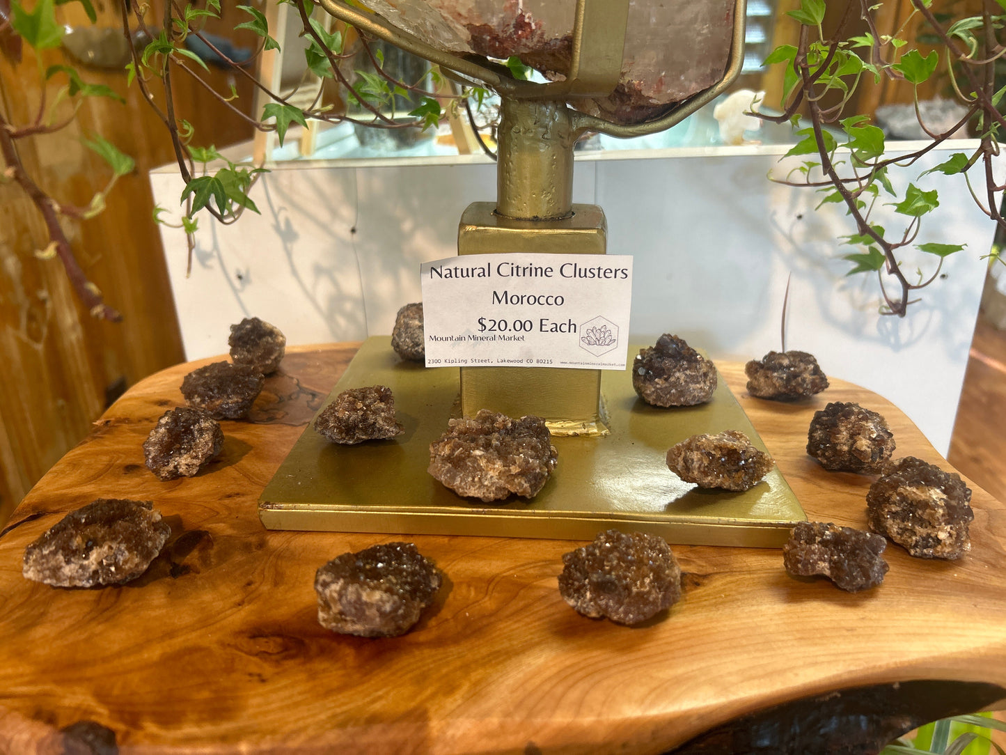 Natural Citrine Clusters Morocco Mountain Mineral Market