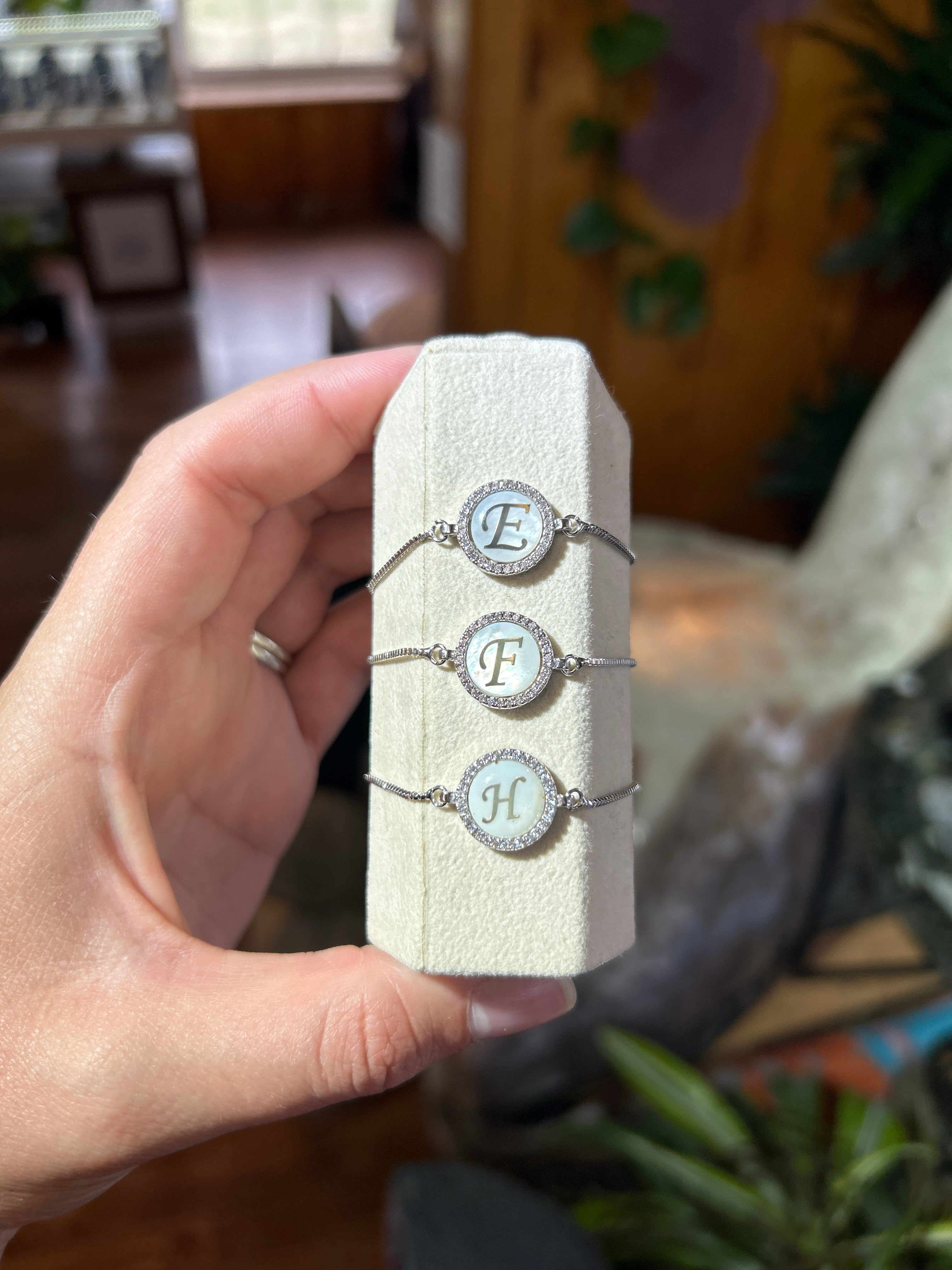 Silver Plated Monogram Bracelet Mountain Mineral Market