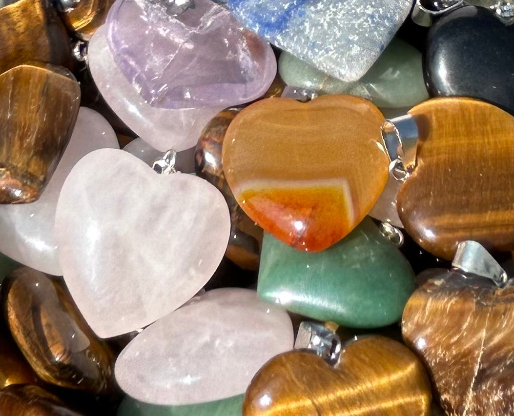Gemstone Heart Pendants Mountain Mineral Market
