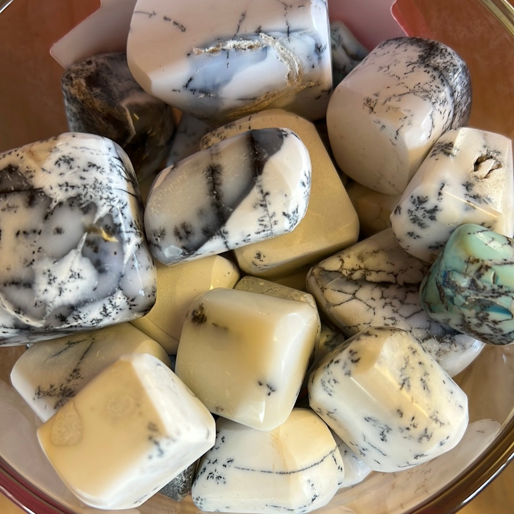 Dendritic opal tumble stones